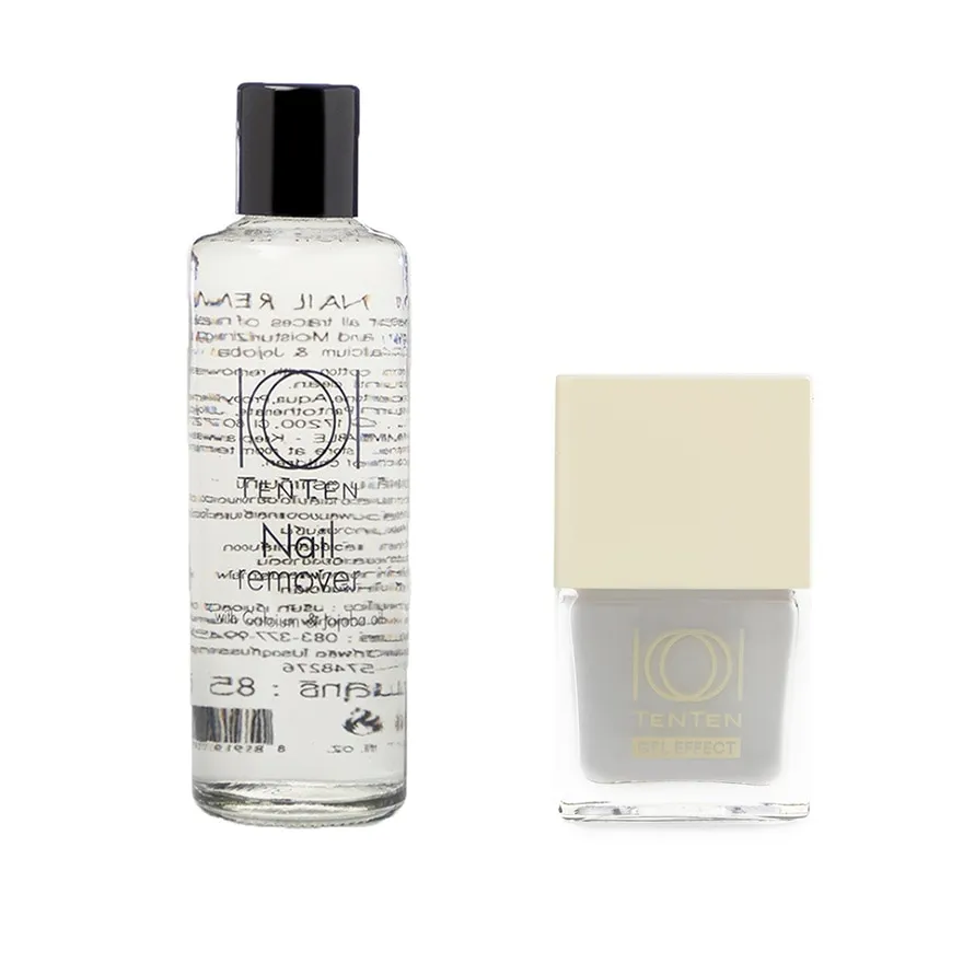 Ten Ten Value Pack: Nail Remover 85 ml + Gel Effect Nail Polish Sweet Coconut 12 ml